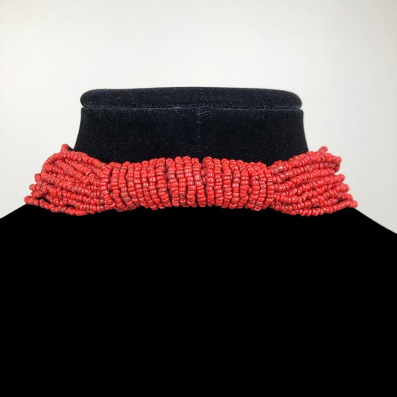 Orange Seed Bead Multi Strand Necklace - Picture 5 of 5